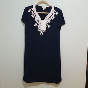 Magnolia Grace modest dress, navy blue with white applique.  NWT! Size M.